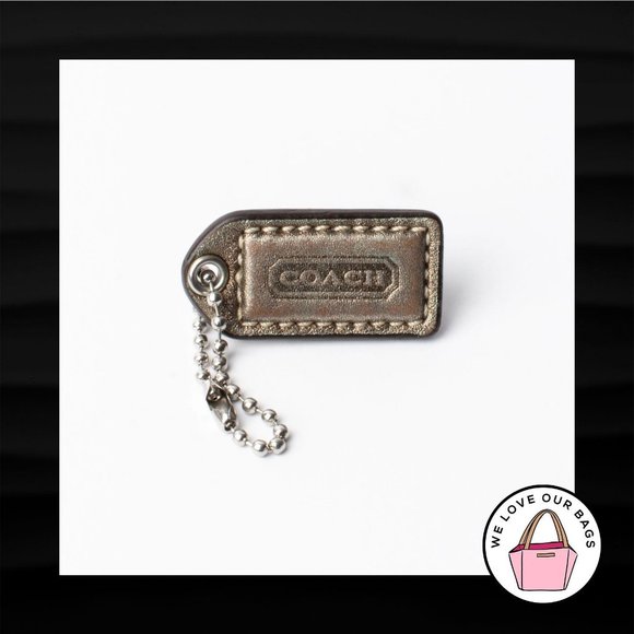 1.5" Small COACH GOLD METALLIC LEATHER KEY FOB - Picture 1 of 1